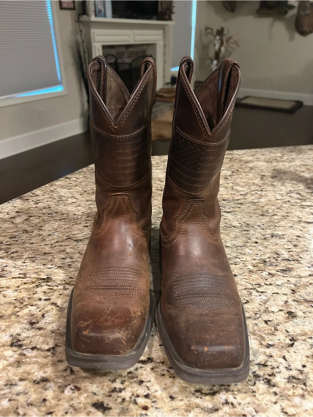 Ariat Men's Tan/Brown Work Boot with Grippy Rubber Sole